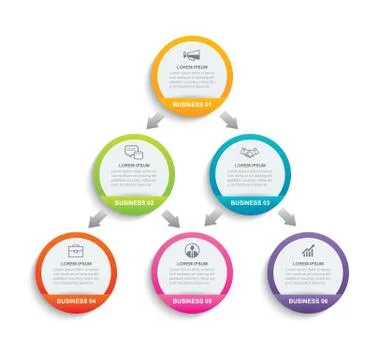 Infographics circle paper with 6 data template. Vector illustration abstract  Stock Illustration