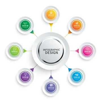 Infographics circle paper with 8 data template. Vector illustration abstract  Stock Illustration