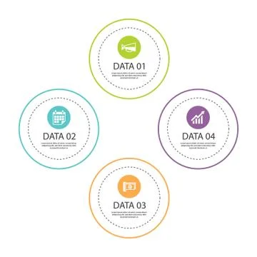 Infographics circle thin line with 4 data template. Vector illustration abstr Ilustración de archivo