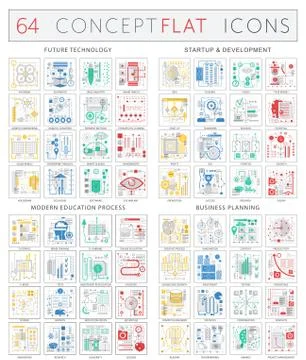 Infographics concept icons of future technology, startup development, modern Stock Illustration