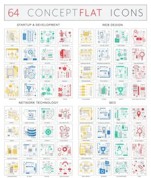 Infographics concept icons of startup development, web design, network Illustrazione stock