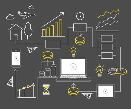 Infographics contour elements Illustrazione stock