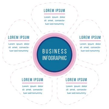 Infographics design 5 options or steps template Stockillustratie