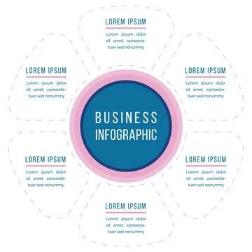 Infographics design 6 options or steps template Stockillustratie