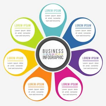 Infographics design 7 options or steps template Illustration