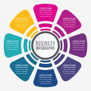 Infographics design 8 options or steps template Ilustração Stock