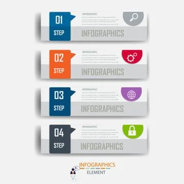 Infographics design element label or banner can be used for workflow layout n Stock Illustration