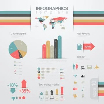 Infographics design elements template.  business report. Stock Illustration