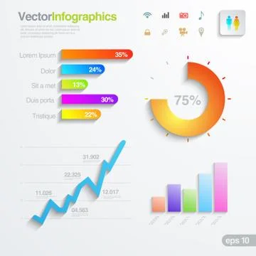 Infographics design elements template. multicolor graph, chart Stock Illustration