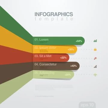 Infographics design template. colored lines graph. business report. Stock Illustration