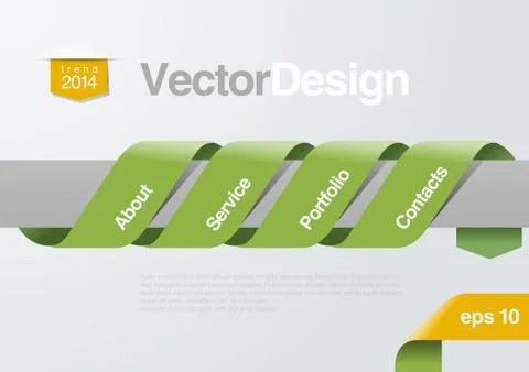 Infographics design template website menu creative ribbon style. Stock Illustration