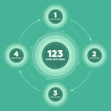 Infographics elements. 4 steps and circle header Illustrazione stock