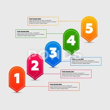 Infographics elements. Five steps process: Royalty Free #72975954