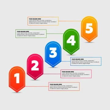 Infographics elements. Five steps process Stock Illustration