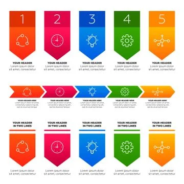 Infographics elements. Five steps process 스톡 일러스트
