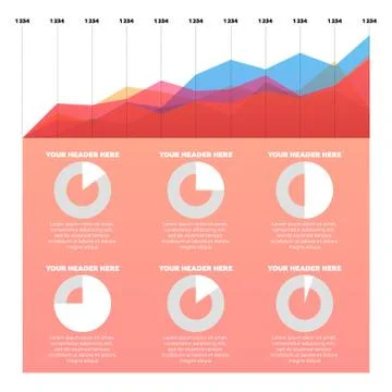 Infographics elements. Line and pie chart Stock Illustration