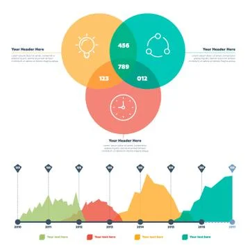 Infographics elements. Line chart and circles Stock Illustration