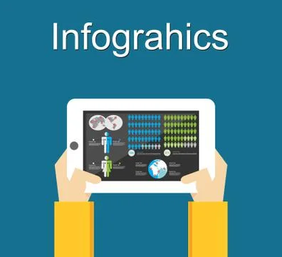 Infographics elements on mobile phone concept illustration. Stock Illustration