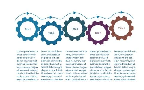 Infographics elements with rotating gear cogs Stockillustratie
