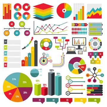 Infographics elements set, flat Stock Illustration