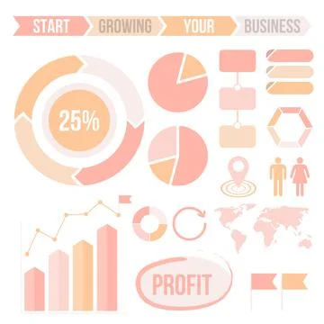 Infographics Elements Set in Pastel Colors. Vector Illustration Stock-Illustration