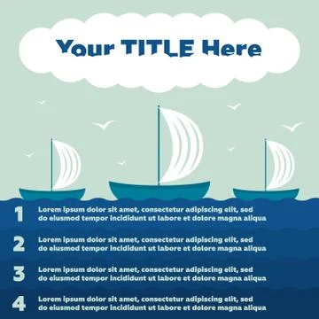 Infographics elements. Ship in the sea, 4 steps Illustrazione stock