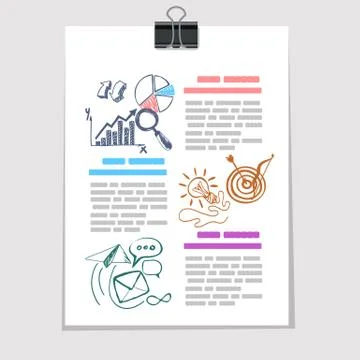 Infographics elements sketch on old sheet of paper Illustrazione stock
