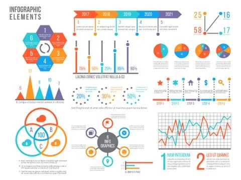 Infographics elements. Statistics chart, option flowchart and timeline. Diagram 스톡 일러스트