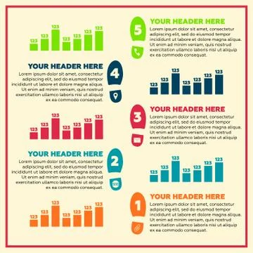 Infographics elements - steps and line chart Stockillustratie