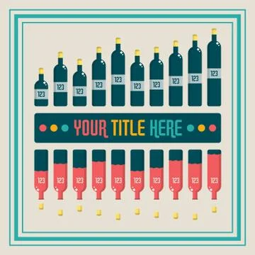Infographics elements. Wine bottle bar chart Stock Illustration