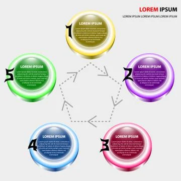Infographics of five elements buttons Illustrazione stock