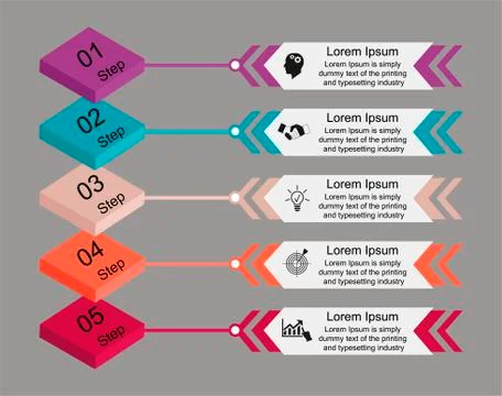 Infographics on five steps Illustrazione stock