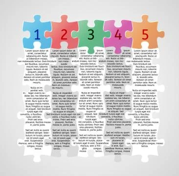 Infographics - five steps with puzzle pieces Illustrazione stock