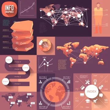 Infographics of flat design with long shadows Иллюстрация