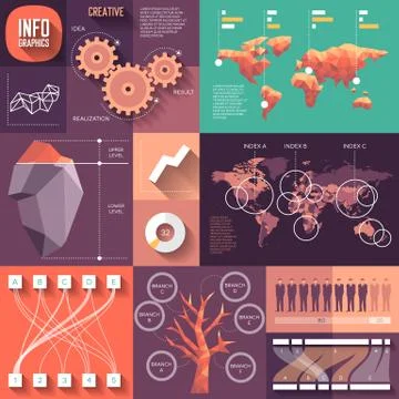 Infographics of flat design with long shadows Иллюстрация