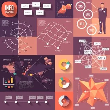 Infographics of flat design with long shadows Stock Illustration