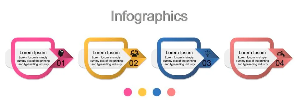 Infographics on four steps Stock Illustration