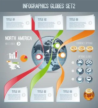 Infographics globes set Stock Illustration