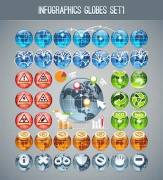 Infographics globes set Stock Illustration