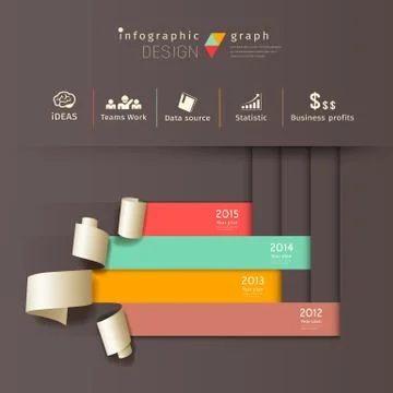 Infographics graph paper roll vertical design vector Stock Illustration