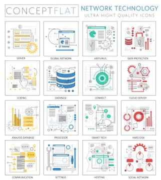 Infographics mini concept Network technology icons for web. Premium quality Stock Illustration