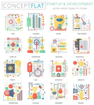 Infographics mini concept startup and development, computer protection icons for 스톡 일러스트