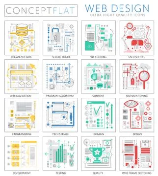 Infographics mini concept Web design icons for web. Premium quality design web Illustrazione stock