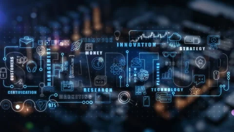 Infographics in motion over a silicon chip background Stock Footage 286178809