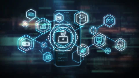 Infographics in motion on a smartphones 3D render Stock Footage 307255618