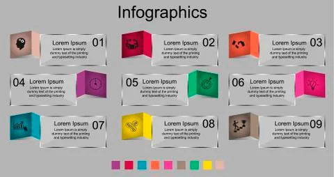 Infographics nine steps Stock Illustration