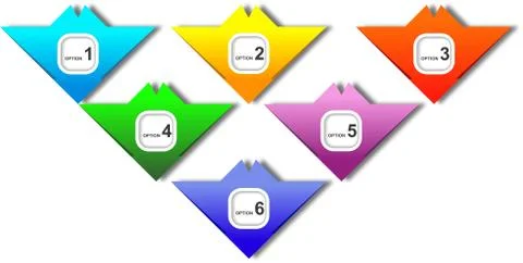 Infographics numbered vertical colored arrows elements Stock Illustration