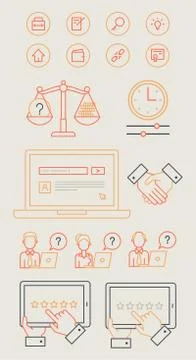 Infographics online advocacy set icons and objects Stock Illustration