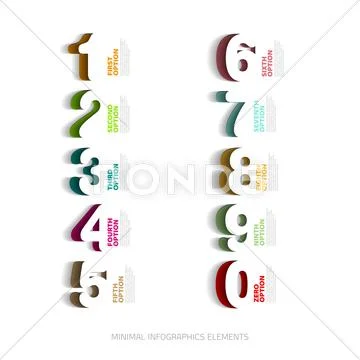 Infographics papercut number options template - vector illustration Stock Illustration