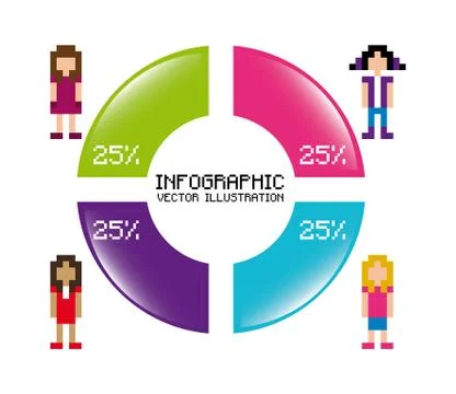 Infographics pixel design over white background イラスト素材